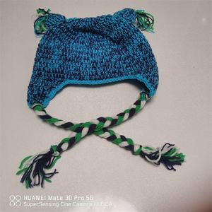 Bonnet en crochet fait main en coton 100% motif hibou bleu, idéal pour enfants et adultes, Noël, Halloween - Vente en gros - Product Image 6