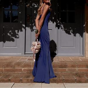 Zarif saten Backless seksi gece elbisesi Mermaid elbise özelleştirme OEM ODM kokteyl elbise özel baskılar kabul - Product Image 4