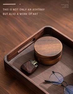 Mini cendrier rond en bois de couleur marron fini parfait pour le bureau et le restaurant ensemble de forme ronde de 2 bases plates - Product Image 3