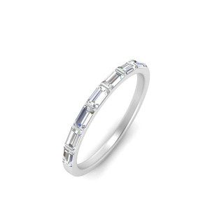Anillo de boda de platino al por mayor con diamantes cultivados en laboratorio, estilo baguette, media eternidad, fabricante OEM al por mayor y al por menor - Product Image 1