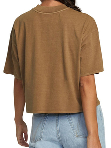 T-shirt court et ample pour femme, écologique, 100% coton/polyester, séchage rapide, vêtements de sport athlétiques, col rond, épaules tombantes - Product Image 2