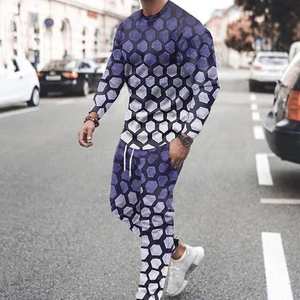 Elegante chándal de invierno de dos piezas para hombres con joggers holgados de ajuste relajado y chaqueta acogedora, perfecto para ropa de calle - Product Image 1