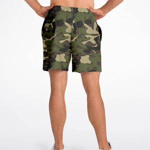 Camouflage Vert Plage Hommes Maille Shorts Mi-Longueur 7 Pouces Entrejambe Décontracté Designer Cordon Imperméable Solide Peint - Product Image 3
