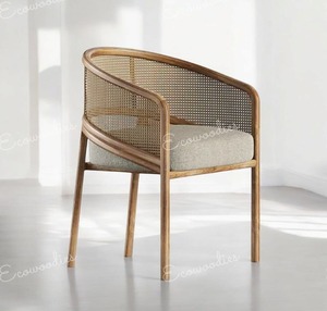 Classic Wooden Home Rattan Wicker Back Chair Wood <b>Kitchen</b> Dining Restaurant Chair Hotel Indoor Chair For Living Room Garden - Product Image 4