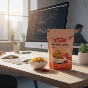 Peri Peri Flavored Makhana (Fox Nuts) 30g Stand-Up Pouch Roasted Spicy Semi-Soft <b>Chocolate</b> Low-Fat Gluten Free High Protein - Product Image 3