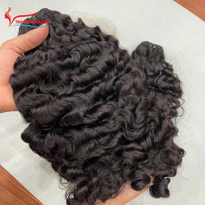 Pelo de trama rizado peludo 100% extensiones de cabello humano vietnamita crudo de buena calidad con precio de fábrica color natural - Product Image 1
