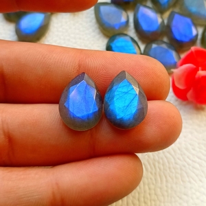 Top qualité Labradorite à facettes coupe dos plat Labradorite pierres précieuses calibré Cabochon à facettes poli à la main pour la fabrication de bijoux - Product Image 2