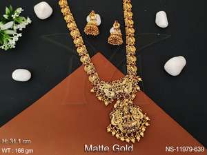 เครื่องประดับสำหรับวัดสีทองเงางามออกแบบสวยงามชุดเครื่องประดับสำหรับงานปาร์ตี้ของผู้หญิงชุดสร้อยคอยาวออกแบบพระวิหาร - Product Image 6