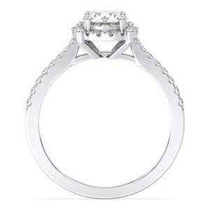 Anillo de Compromiso con Halo de Diamantes de Corte Redondo Minimalista REYES de 0.98 Quilates en Oro Blanco Sólido de 14K y 18K, Joyería Certificada por GRA para Mujer - Product Image 6