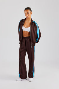 Ensemble de survêtement deux pièces de haute qualité en tissu bleu avec fermeture éclair pour femmes, sweat-shirt et pantalon de jogging, pour la salle de sport, l'entraînement et le streetwear - Product Image 6