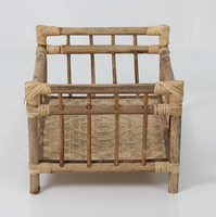 Lit de poupée en rotin moderne HLP pour enfants - Meubles pour la chambre à coucher, l'appartement, l'hôtel et la villa