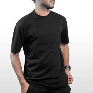 T-shirt noir uni pour homme, 100% coton, pour un confort quotidien - Product Image 2