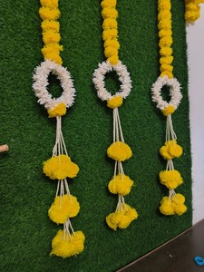 Artificial Marigold And Jasmine Garland With Hanging Bunches Indian <b>Decoration</b> For Wedding Diwali Mandap Decor Karthigai Deepam - Product Image 4