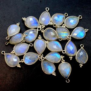 Colgante de Plata de Ley 925 con Piedra Lunar Arcoíris Natural Blanca Facetada en Forma de Pera, Tamaño 10X14MM, para Fabricación de Joyería - Product Image 1