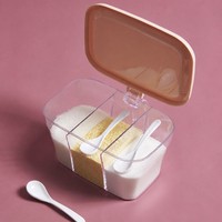 Contenedor de Almacenamiento de Especias con Múltiples Compartimentos y Cuchara, Organizador para la Encimera de la Cocina