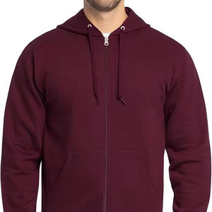 Sweat-shirts à capuche entièrement zippés en molleton de haute qualité 100% coton, motif uni, impression sérigraphique pour l'hiver - Product Image 1
