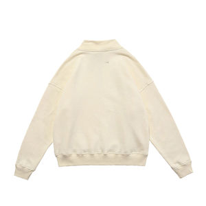 Sweat-shirts d'automne unisexe en molleton 100% coton respirant, style boxy, col montant, fermeture éclair quart, broderie 3D personnalisée, vente en gros - Product Image 5