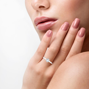 Luxury Style Classic Solitaire Cut Lab Grown Diamond Women's <b>Ring</b> 925 Sterling Silver IGI Certified Engagement Pave Setting Gold - Product Image 6