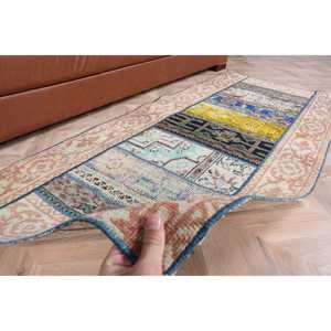 Alfombra Turca Vintage, Alfombra de 2.8x6.1 pies, Alfombra con Estampado Animal en Tono Azul - Product Image 4