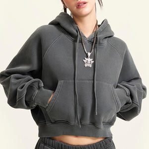 Sweat à capuche en coton uni de haute qualité pour femmes, Fournisseur direct d'usine, Sweats à capuche courts pour femmes à vendre - Product Image 4