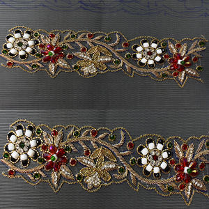 Adorno de encaje con cuentas bordado de poliéster francés de la mejor calidad para vestidos de novia, prendas, textiles para el hogar, bolsas Rajgadhia - Product Image 4