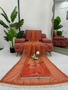 Saree นักออกแบบที่สวยงามด้วยลูกไม้แฟนซีหนัก - Product Image 3