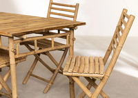 Ensemble table et chaises de salle à manger modernes en bambou et rotin/osier, écologiques, personnalisables, pour intérieur et extérieur, pliables, style minimaliste, pour la maison