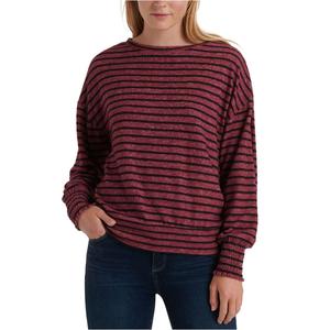 Felpa Oversize a Righe Rossa da Donna Lucky Brand, Taglia Piccola, Traspirante, in Maglia di Seta, con Polsini Arricciati, per l'Inverno - Product Image 1