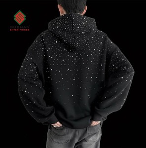 Sweat à capuche unisexe en coton 100% respirant et imperméable Galaxy Solid Black, tricot d'hiver, motif nuit étoilée - Product Image 3