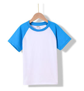 Camiseta para niños 100% algodón liso logotipo personalizado estampado mangas raglán ropa niños camiseta a juego de colores para hombres - Product Image 1