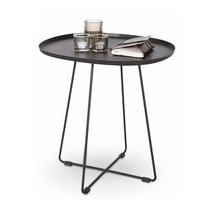 Mesa Auxiliar Redonda Moderna de Metal Negro, Diseño Minimalista con Patas Delgadas, Ligera y Duradera, para Decoración de Sala de Estar o Dormitorio - Product Image 3