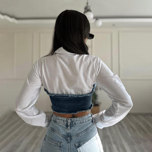 <b>Women's</b> Casual Print <b>Denim</b> <b>Long</b>-Sleeved Blouse Regular Full-Length Cotton Blouse <b>for</b> <b>Women</b> - Product Image 6