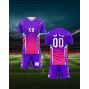 Customized Purple <b>Pink</b> American <b>Football</b> & Soccer Jersey Comfortable Breathable <b>Tops</b> Name Number Automated Cutting Set Style - Product Image 6