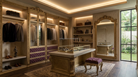 Ensemble de canapés classiques européens en velours violet sur mesure avec cadre doré sculpté et table basse pour projets de villas et d'hôtels