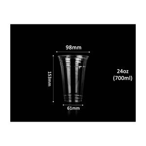Clase más alta 61mm Parte inferior 98mm Diámetro 700ml 24oz PET Tazas de plástico de café plano para beber en frío - Product Image 1