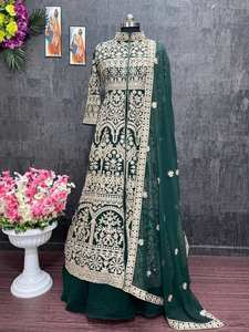 DESIGNER WEAR KOTI HEAVY CHINE STITCH TRABAJA CON LEHENGAS - Product Image 3