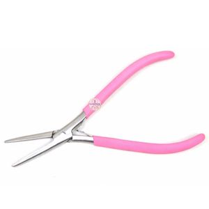 Pince à extensions capillaires en acier inoxydable à bouche plate, outil professionnel pour une application précise, design rose élégant - Product Image 1