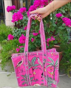 Bolso de compras acolchado hecho a mano, bolso de algodón con estampado de tigre estilo moda, bolso de mercado Hippie Jhola para mujer, hecho de cuero - Product Image 2