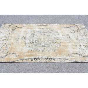 พรมตุรกีขนาด 4.5x8.5 ฟุต พรมวินเทจ พรมขนสัตว์สีเบจลายนามธรรม - Product Image 3