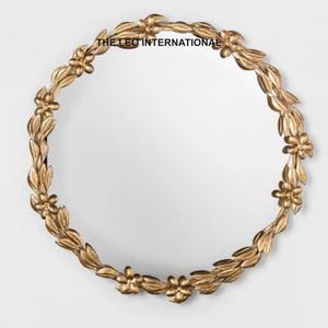 Stainless Steel Metal Round Shape Copper Antique Wall <b>Mirror</b> American Style Home Accent <b>Decorative</b> Wall <b>Mirror</b> - Product Image 2