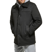 Manteau en cuir de mouton véritable de qualité supérieure respirant hiver chaud personnalisé pour hommes veste doublée de fourrure à double boutonnage