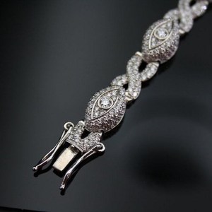 Round Cut Colorless Moissanite Diamond Iced Out Hip Hop <b>Bracelet</b> In <b>925</b> <b>Silver</b> Bling Luxury Fashion For <b>Men</b> At Wholesale Price - Product Image 2