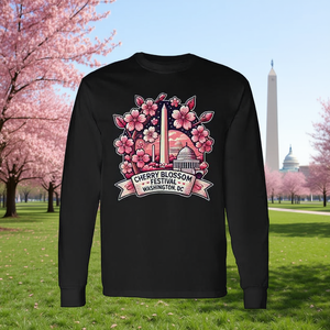 T-shirt del Festival dei Fiori di Ciliegio di Washington DC, Bellissima Maglietta a Maniche Lunghe con Sakura, Categoria Prodotto: T-shirt Promozionali - Product Image 3