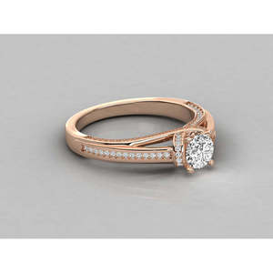 14K Gold Solitaire Round Cut Lab Grown Diamond Ladies Ring Brilliant Diamond Rings - Product Image 2