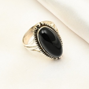Bijoux en pierres précieuses Onyx noir pour femmes argent Boho Style bague bijoux 925 en argent Sterling tendance bague à la main cadeau pour maman - Product Image 3