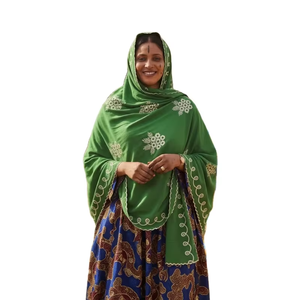 Châle d'hiver décontracté pour femme en voile 100 % coton, dernière collection, broderie florale dorée, respirant, 12 couleurs, vente 2025 - Product Image 5