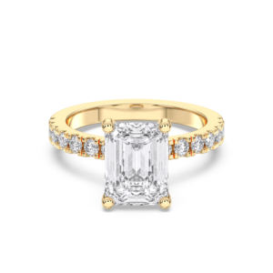 2.50 CT E-F/VSS-VS (centre 2.00CT) émeraude et coupe Moissanite Solitaire bague de fiançailles en or massif pour elle - Product Image 5
