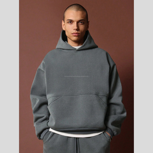 Ensemble de vêtements de sport en molleton unisexe en vrac marque personnalisée surdimensionnée poids lourd supérieur survêtement à capuche en coton éponge français - Product Image 1