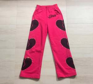 Vêtements en gros, tissu vintage personnalisé, délavé, patchwork, strass, pantalon de survêtement, pantalon de jogging coupé et cousu pour femmes - Product Image 3