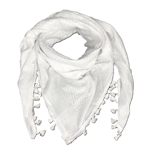 Wholesale Women's Styles Palestine Arafat Hatta Brand Traditional Shemagh Keffiyeh Cotton White Palestine Scarf Unisex <b>Shawls</b> - Product Image 2
